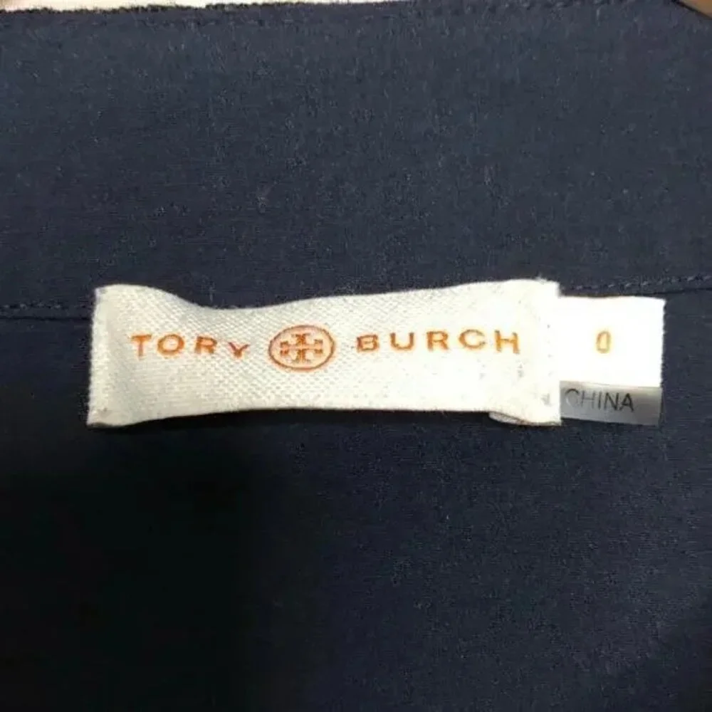 Tory Burch Ariana Navy Embroidered Tunic